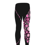 Pink Flowers Yin Yang Print Men's leggings