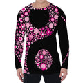 Pink Flowers Yin Yang Print Men's Long Sleeve T-Shirt