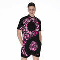 Pink Flowers Yin Yang Print Men's Romper