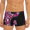 Pink Flowers Yin Yang Print Men's Short Boxer Briefs