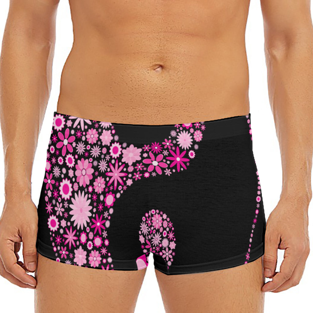 Pink Flowers Yin Yang Print Men's Short Boxer Briefs
