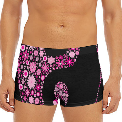 Pink Flowers Yin Yang Print Men's Short Boxer Briefs