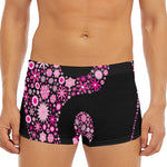Pink Flowers Yin Yang Print Men's Short Boxer Briefs