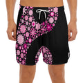 Pink Flowers Yin Yang Print Men's Split Running Shorts
