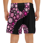 Pink Flowers Yin Yang Print Men's Split Running Shorts