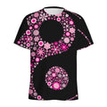 Pink Flowers Yin Yang Print Men's Athletic T-Shirt