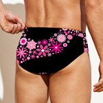 Pink Flowers Yin Yang Print Men's Swim Briefs