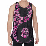Pink Flowers Yin Yang Print Men's Velvet Tank Top