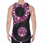 Pink Flowers Yin Yang Print Men's Velvet Tank Top