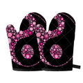 Pink Flowers Yin Yang Print Oven Mitts