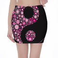 Pink Flowers Yin Yang Print Pencil Mini Skirt