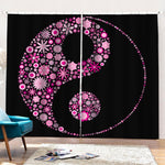 Pink Flowers Yin Yang Print Pencil Pleat Curtains