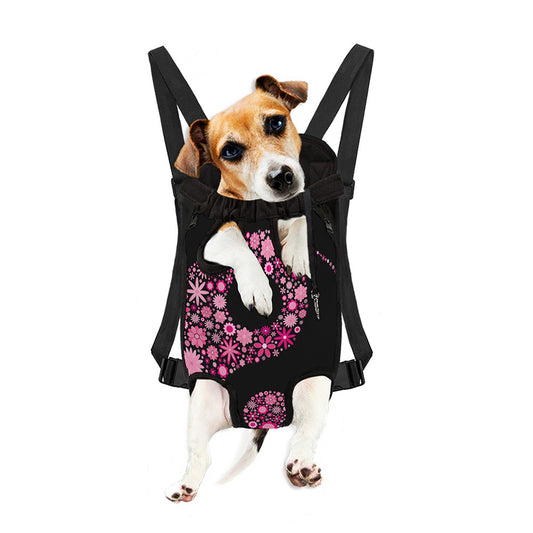 Pink Flowers Yin Yang Print Pet Carrier Backpack