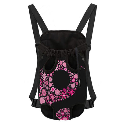 Pink Flowers Yin Yang Print Pet Carrier Backpack