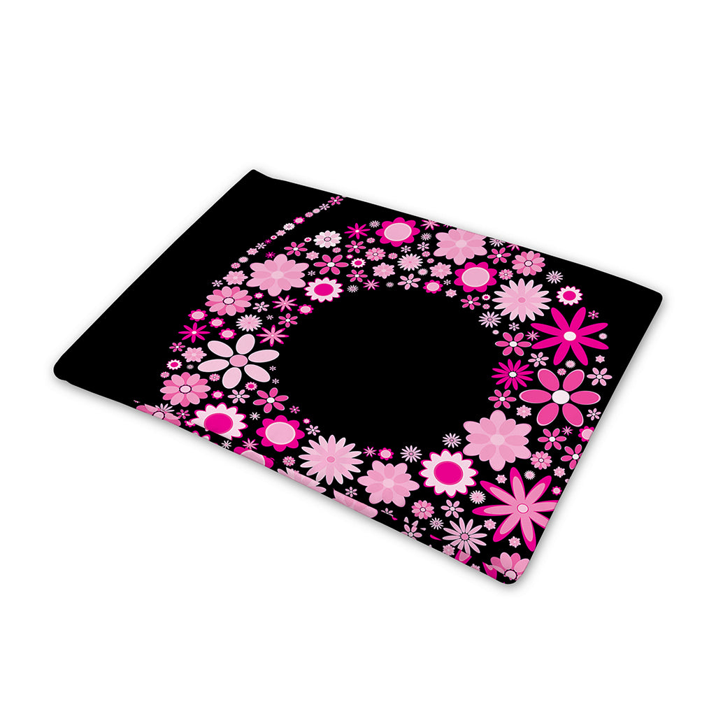 Pink Flowers Yin Yang Print Pet Cooling Mat Cover