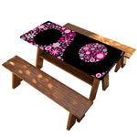 Pink Flowers Yin Yang Print Picnic Table Cover