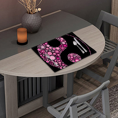 Pink Flowers Yin Yang Print Placemat