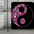 Pink Flowers Yin Yang Print Polyester Shower Curtain