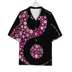 Pink Flowers Yin Yang Print Rayon Hawaiian Shirt