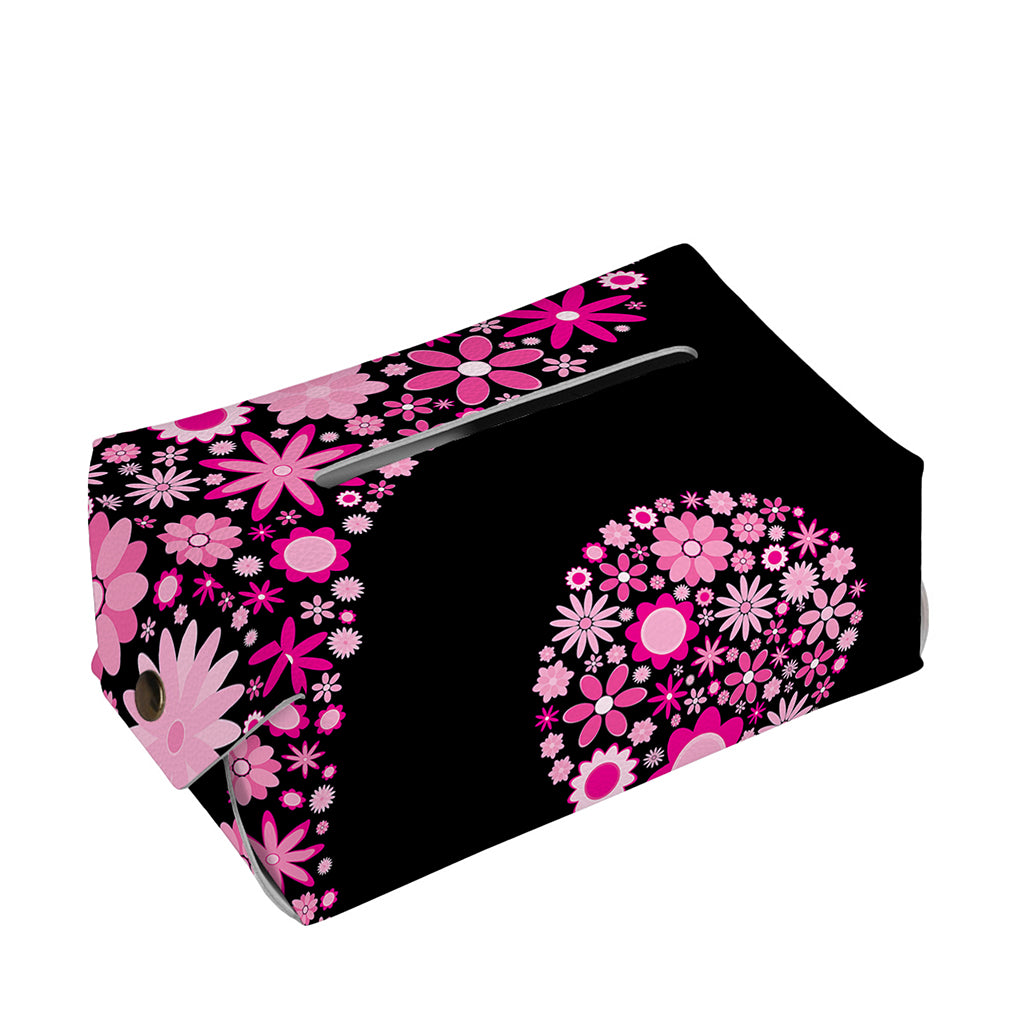 Pink Flowers Yin Yang Print Rectangle Tissue Box Cover