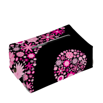 Pink Flowers Yin Yang Print Rectangle Tissue Box Cover