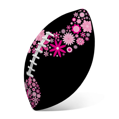 Pink Flowers Yin Yang Print Rugby Ball