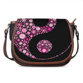 Pink Flowers Yin Yang Print Saddle Bag