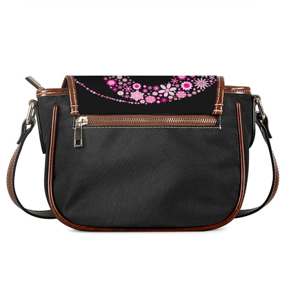 Pink Flowers Yin Yang Print Saddle Bag