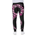 Pink Flowers Yin Yang Print Scuba Joggers