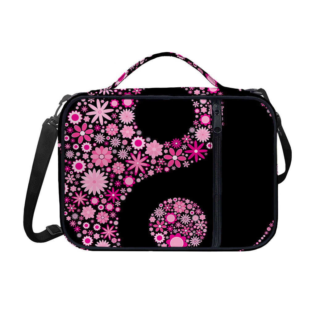 Pink Flowers Yin Yang Print Shoulder Strap Bible Bag