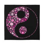 Pink Flowers Yin Yang Print Silk Bandana