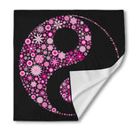 Pink Flowers Yin Yang Print Silk Bandana