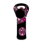 Pink Flowers Yin Yang Print Single Neoprene Wine Tote