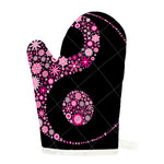 Pink Flowers Yin Yang Print Single Oven Mitt