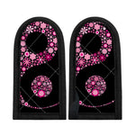 Pink Flowers Yin Yang Print Skillet Handle Cover