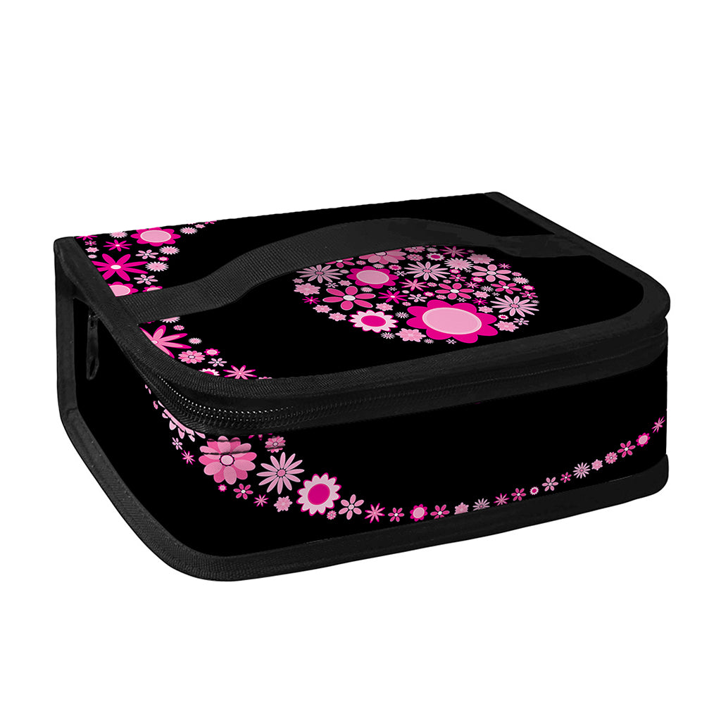 Pink Flowers Yin Yang Print Small Lunch Bag