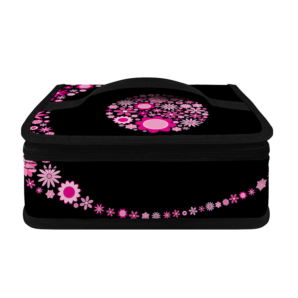 Pink Flowers Yin Yang Print Small Lunch Bag