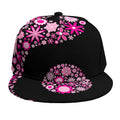 Pink Flowers Yin Yang Print Snapback Cap