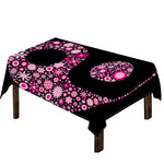 Pink Flowers Yin Yang Print Tablecloth