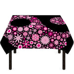 Pink Flowers Yin Yang Print Tablecloth