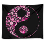 Pink Flowers Yin Yang Print Tapestry