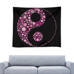 Pink Flowers Yin Yang Print Tapestry