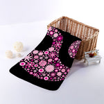 Pink Flowers Yin Yang Print Towel