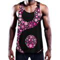 Pink Flowers Yin Yang Print Men's Workout Tank Top
