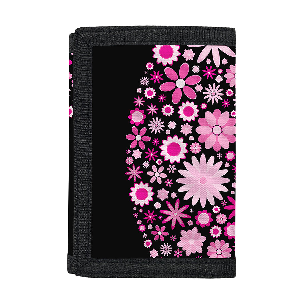 Pink Flowers Yin Yang Print Trifold Wallet