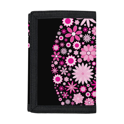 Pink Flowers Yin Yang Print Trifold Wallet
