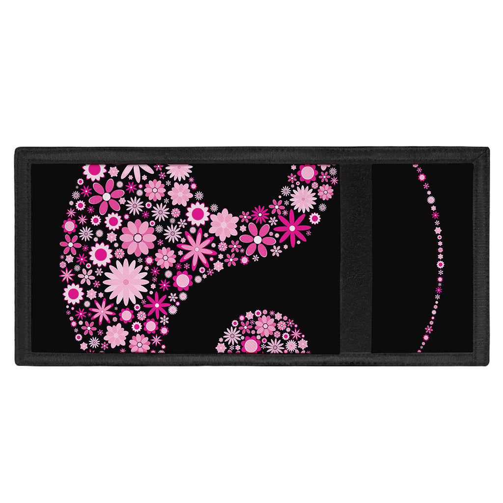 Pink Flowers Yin Yang Print Trifold Wallet