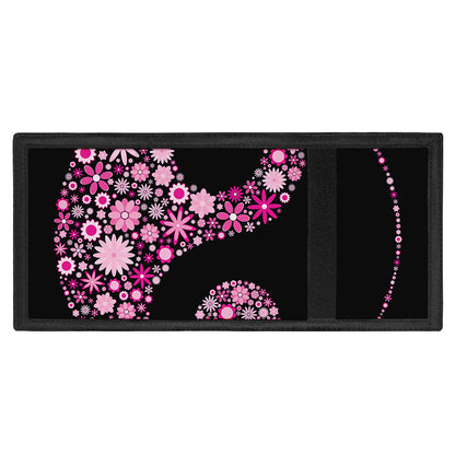 Pink Flowers Yin Yang Print Trifold Wallet