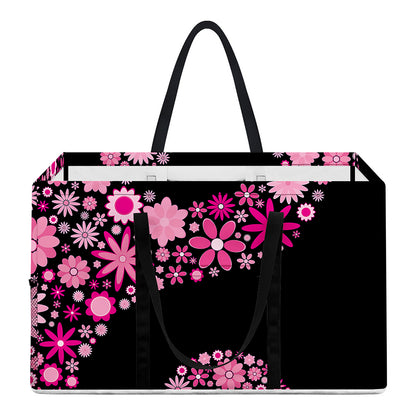 Pink Flowers Yin Yang Print Utility Tote Bag
