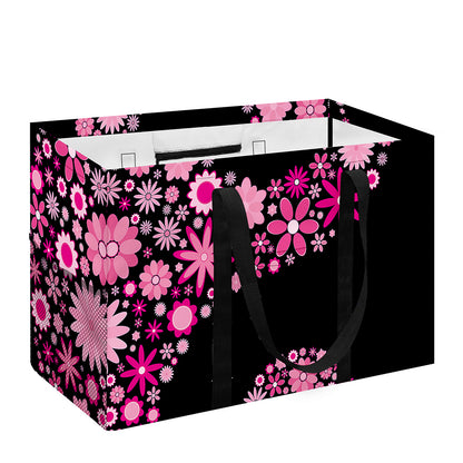 Pink Flowers Yin Yang Print Utility Tote Bag